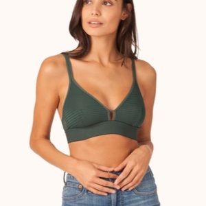 Lively the stripe mesh adjustable bralette emerald dark green size 1 large